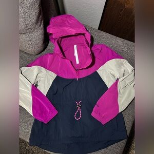 Pink and Gray Hooded Windbreaker